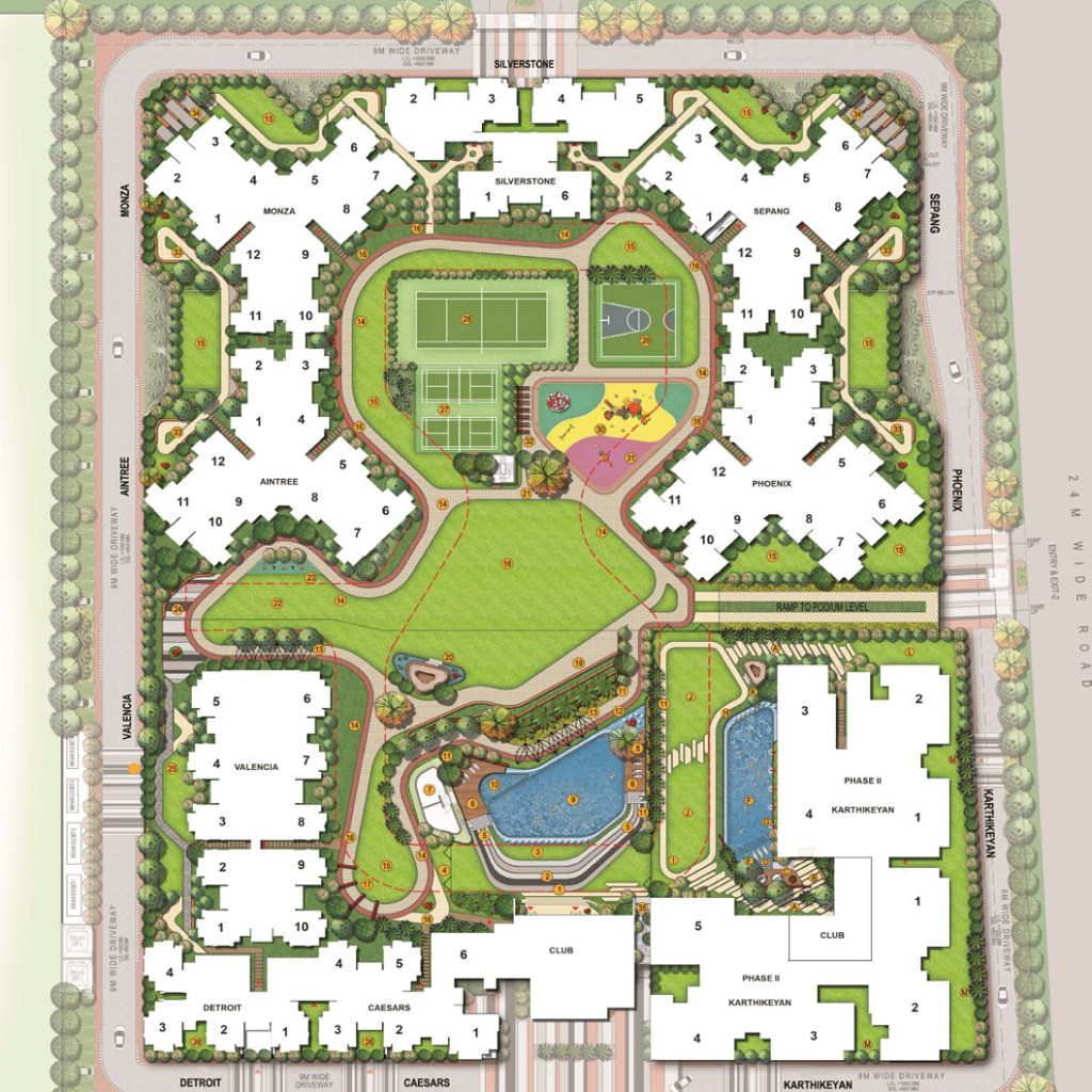 Oasis Grandstand site plan layout
