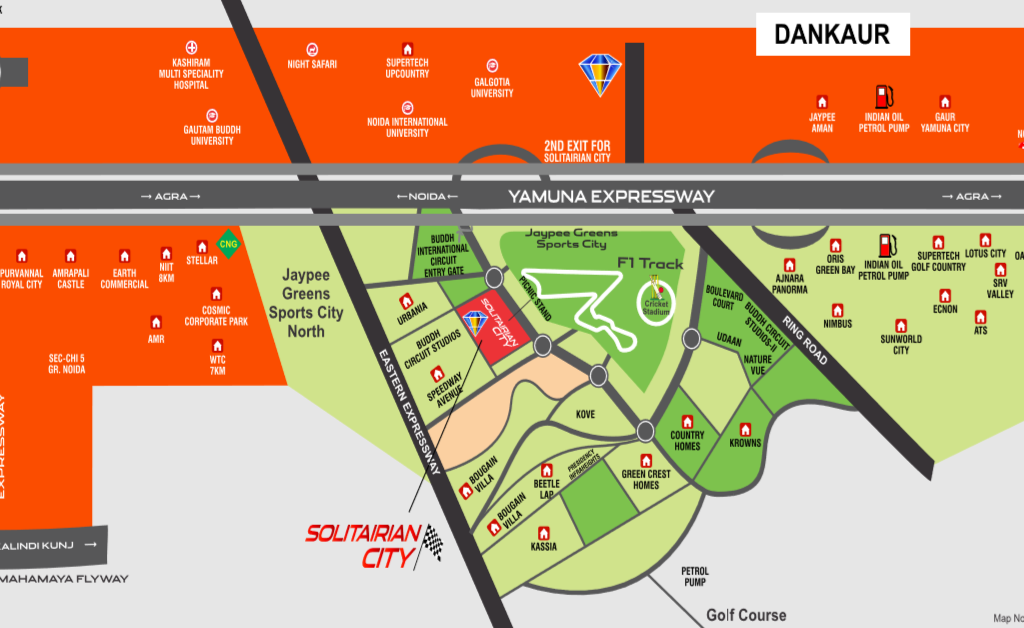 Solitairian City Location Map Sector 25 Yamuna Expressway Greater Noida